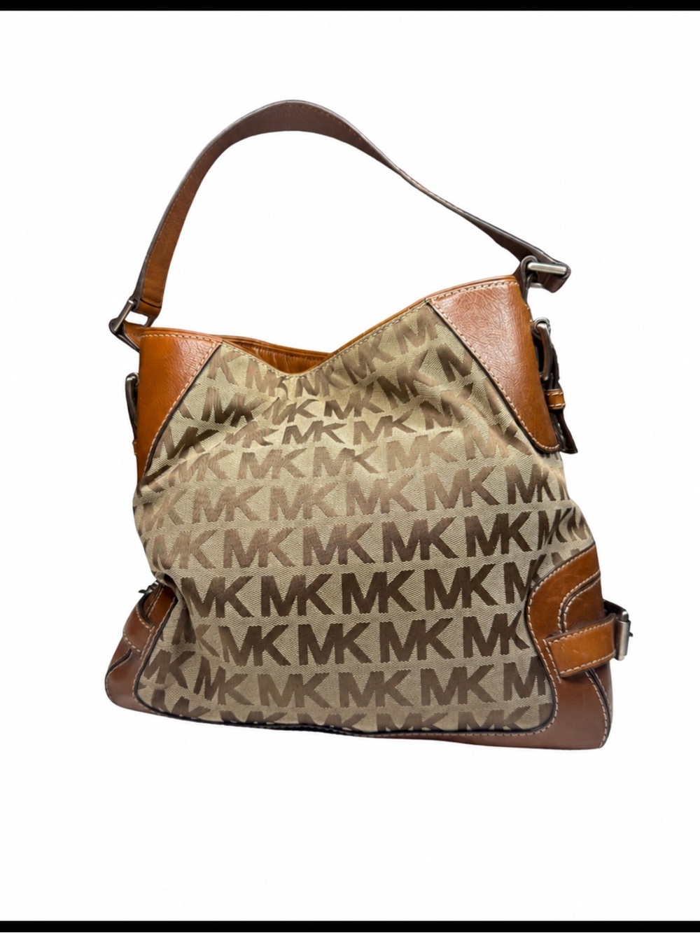 Michael Kors Brown MK Monogram Hobo Shoulder Bag